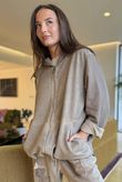 Anine Soft Touch Seam Pocket Hoodie Washed Mocha 